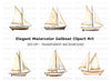 Rustic Sailboat Illustrations Clipart Bundle