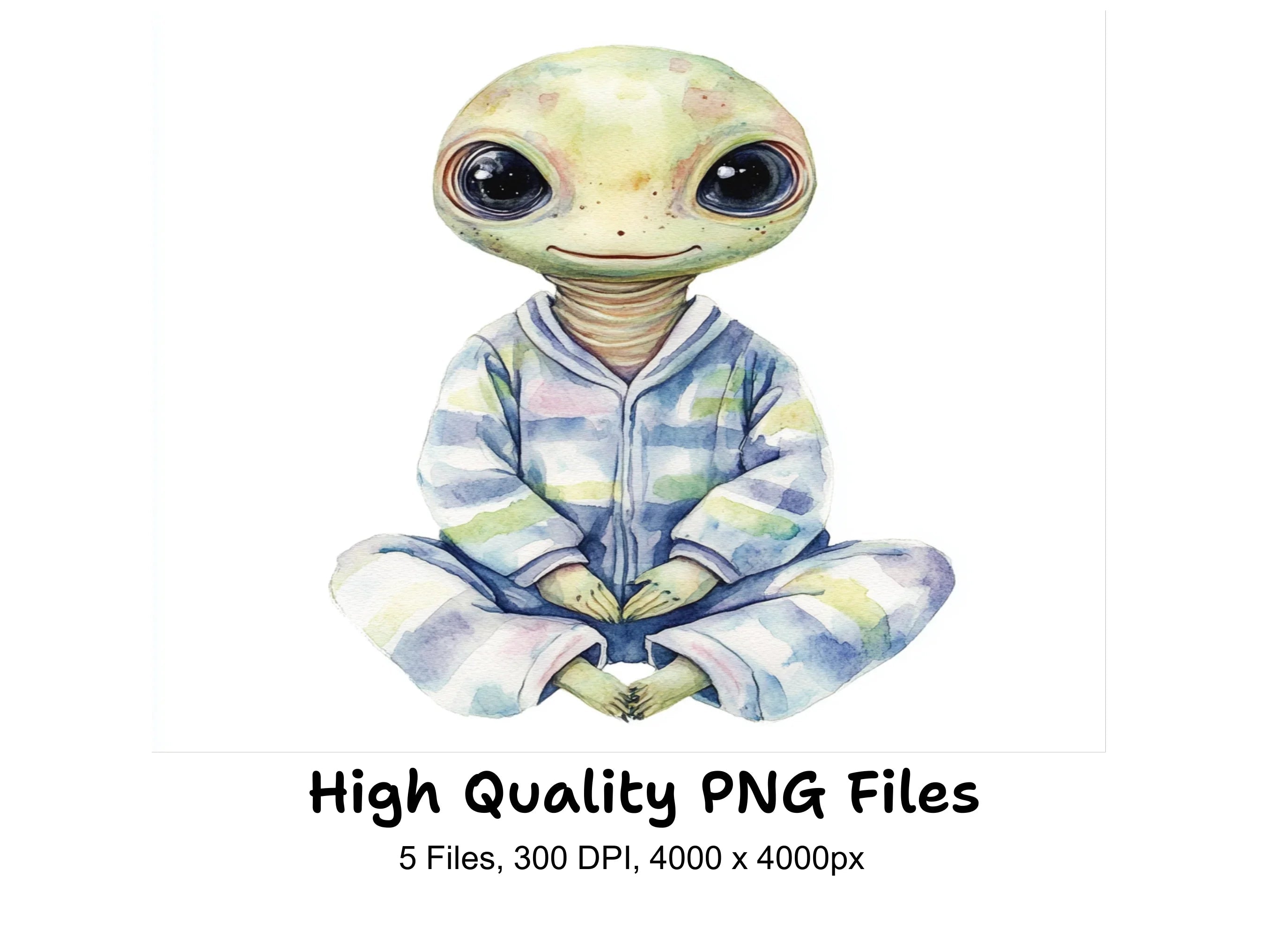 Cute Alien Babies in Pajamas Clipart Bundle