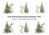 Brown Bunnies Decorating Christmas Tree Clipart Bundle