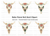 Boho Floral Skulls Clipart Bundle