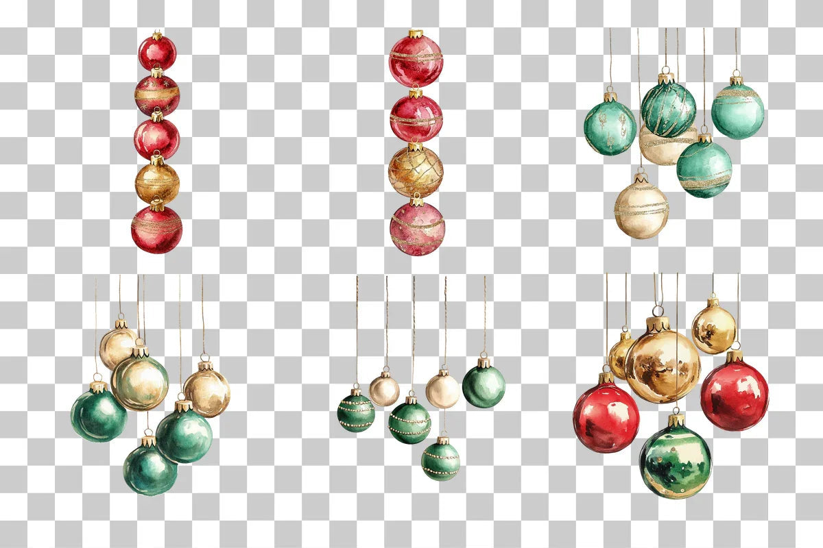 Christmas Baubles Hanging Ornaments Clipart Bundle - CraftNest - Digital Crafting and Art