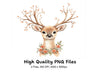 Cute Floral Deer Head Clipart Bundle