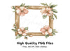 Rustic Wood Frame with Flowers Clipart Bundle