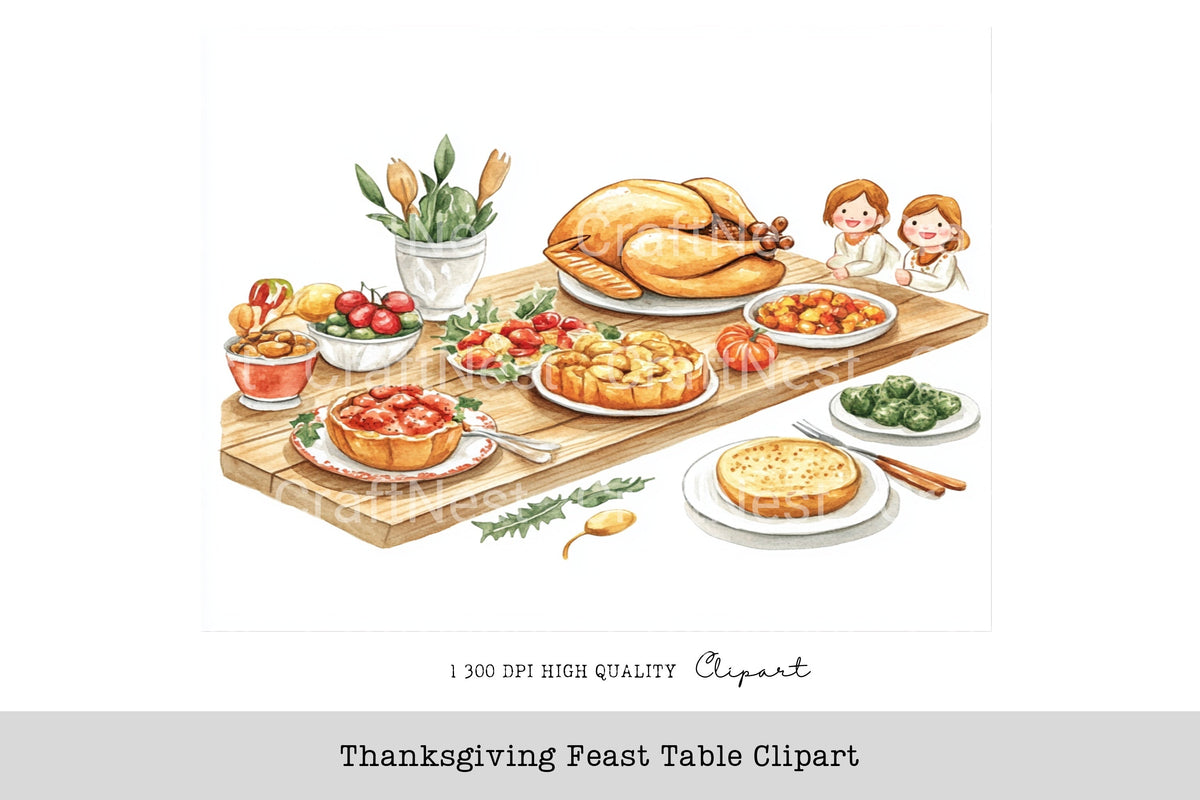 Thanksgiving Feast Table Clipart Bundle