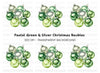 Pastel Green Silver Christmas Ornaments Clipart Bundle