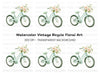 Bicycle with Peach Flowers Clipart Bundle