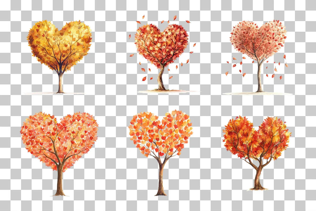 Heart Shaped Autumn Tree Clipart Bundle - CraftNest - Digital Crafting and Art