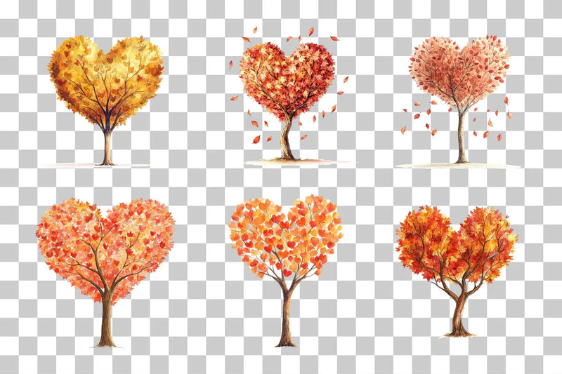Heart Shaped Autumn Tree Clipart Bundle - CraftNest - Digital Crafting and Art