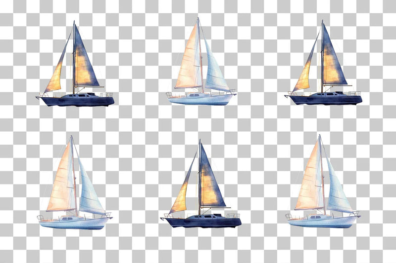 Sailboat at Dawn Nautical Scene Clipart Bundle - CraftNest - Digital Crafting and Art