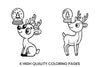 Christmas Reindeer with Snow Globe Outlines Coloring Books