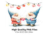 Happy Gnomes with Heart String Lights Clipart Bundle
