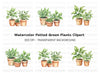 Green Potted Houseplants Clipart Bundle