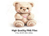 Cute Teddy Bear with Pink Heart Clipart Bundle