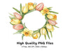 Spring Tulip Daffodil Wreath Clipart Bundle