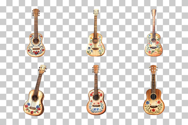 Floral Guitar Folk Art Clipart Bundle - CraftNest - Digital Crafting and Art