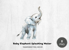 Baby Elephant Splashing Water Clipart Bundle - CraftNest - Digital Crafting and Art