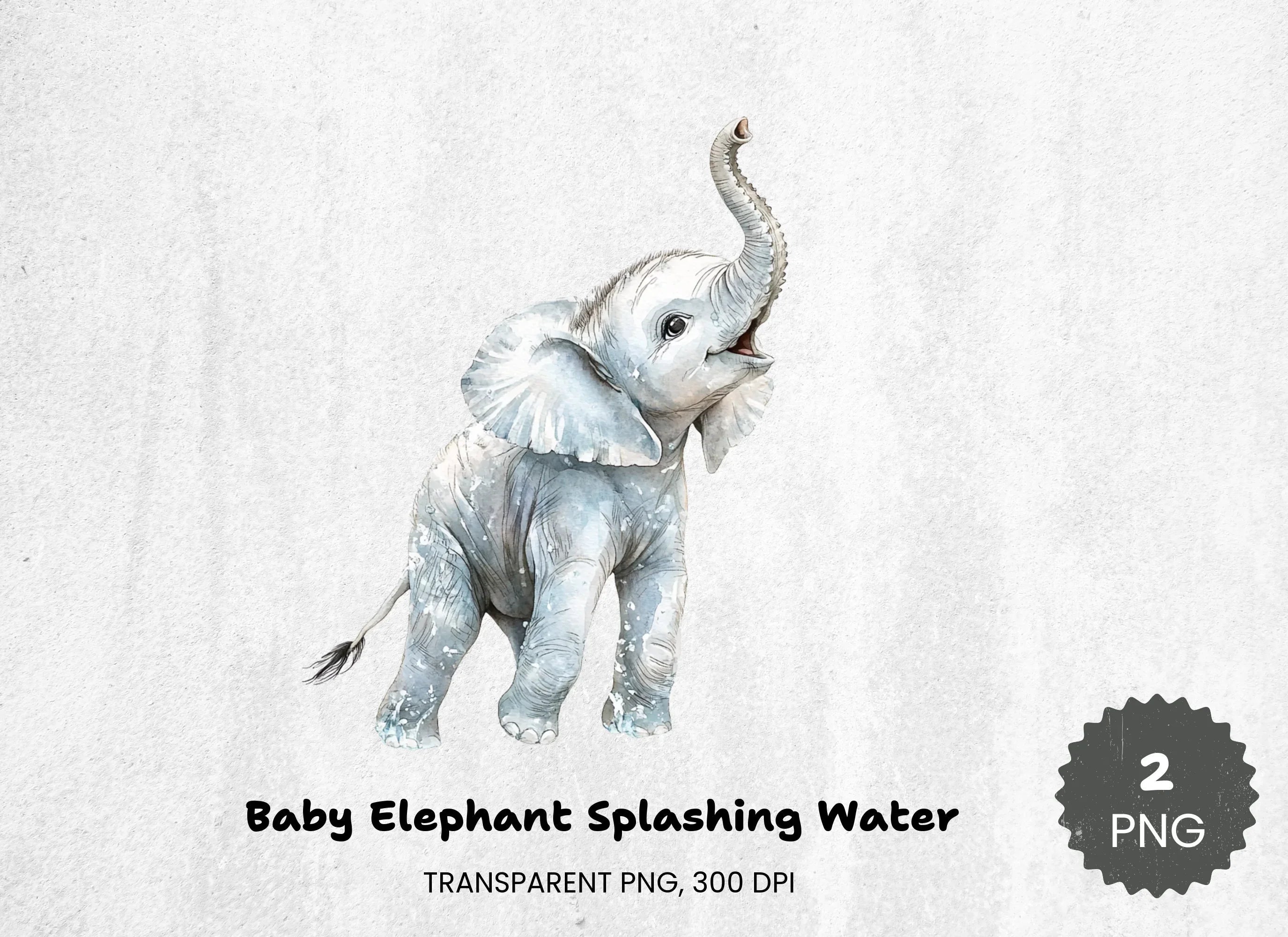 Baby Elephant Splashing Water Clipart Bundle - CraftNest - Digital Crafting and Art