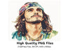 Hippie Men Portraits Clipart Bundle