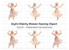 Happy Elderly Woman Dancing Clipart Bundle
