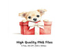 Cute Chihuahua Puppy in Red Gift Box Clipart Bundle