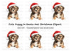 Festive Puppy with Santa Hat Clipart Bundle