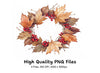 Autumn Leaves and Berries Wreath Clipart Bundle