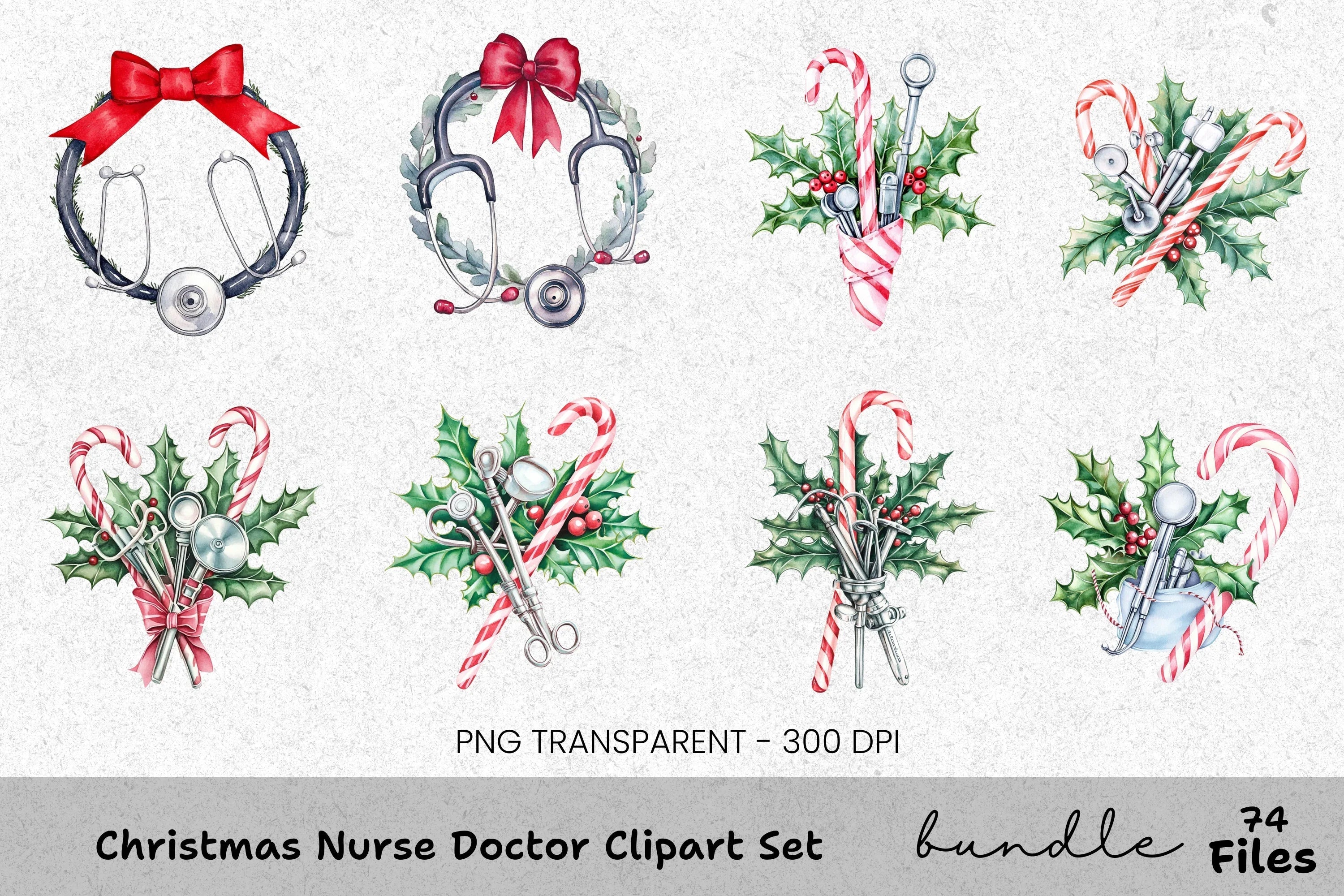 Christmas Nurses Clipart Bundle