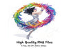 Joyful Woman with Rainbow Feather Boa Clipart Bundle