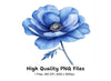 Vibrant Blue Anemone Flower Clipart Bundle