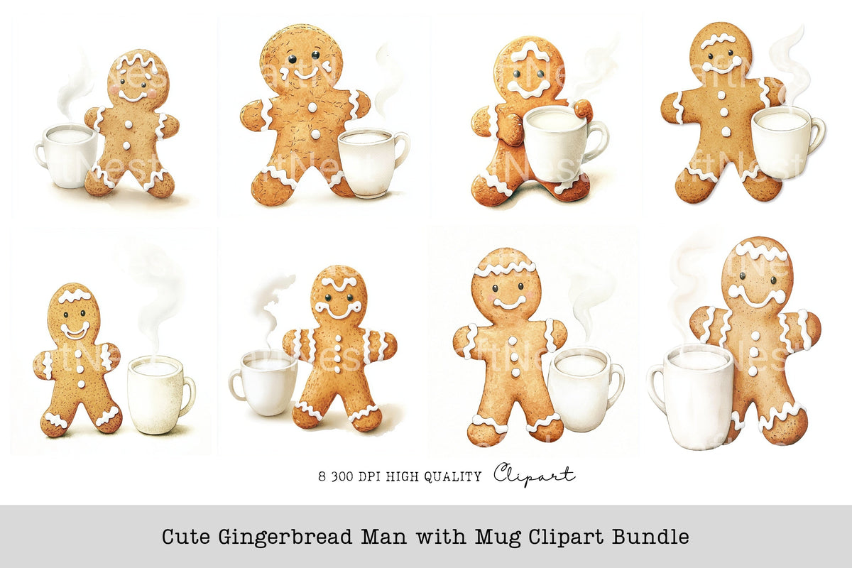 Cute Gingerbread Man With Clipart Bundle
