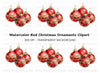 Sparkling Red Christmas Baubles Clipart Bundle