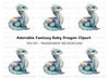 Cute Baby Ice Dragon Clipart Bundle