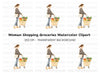 Woman Shopping with Grocery Cart Clipart Bundle