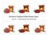 Cozy Fireplace with Red Roses Clipart Bundle