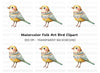 Colorful Folk Bird Clipart Bundle