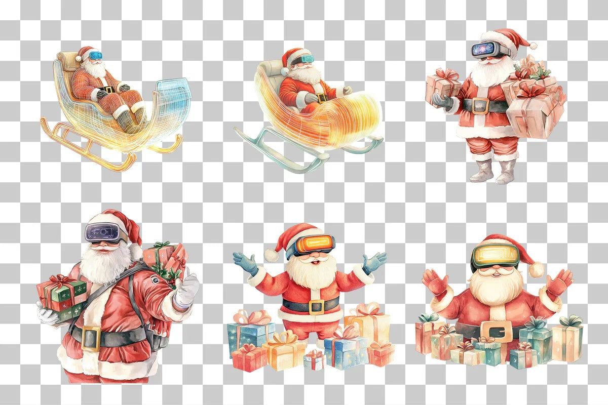 Festive Santa Claus VR Digital Clipart Bundle - CraftNest - Digital Crafting and Art