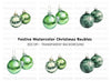 Elegant Green Christmas Baubles Clipart Bundle