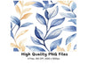Blue Gold Floral Clipart Bundle