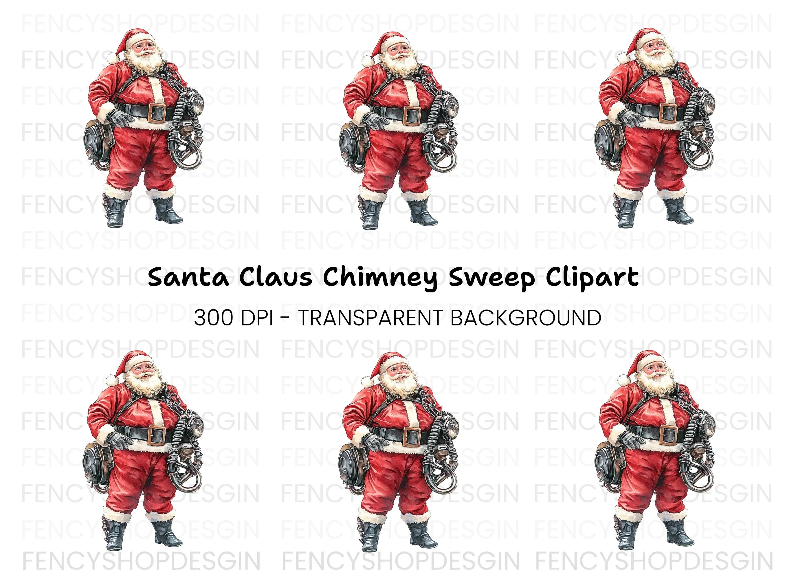Biker Santa Claus Christmas Clipart Bundle