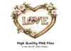 Rustic Floral Love Heart Clipart Bundle