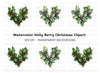 Holly Berry Christmas Clipart Bundle