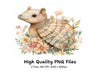 Cute Armadillo with Flowers Clipart Bundle