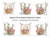 Playful Alpaca Picnic Basket Clipart Bundle