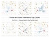 Doves with Hearts and Golden Stars Clipart Bundle
