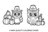 Thanksgiving Owl and Pumpkins Coloring Books