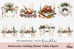 Holiday Dinner Table Clipart Bundle - CraftNest - Digital Crafting and Art