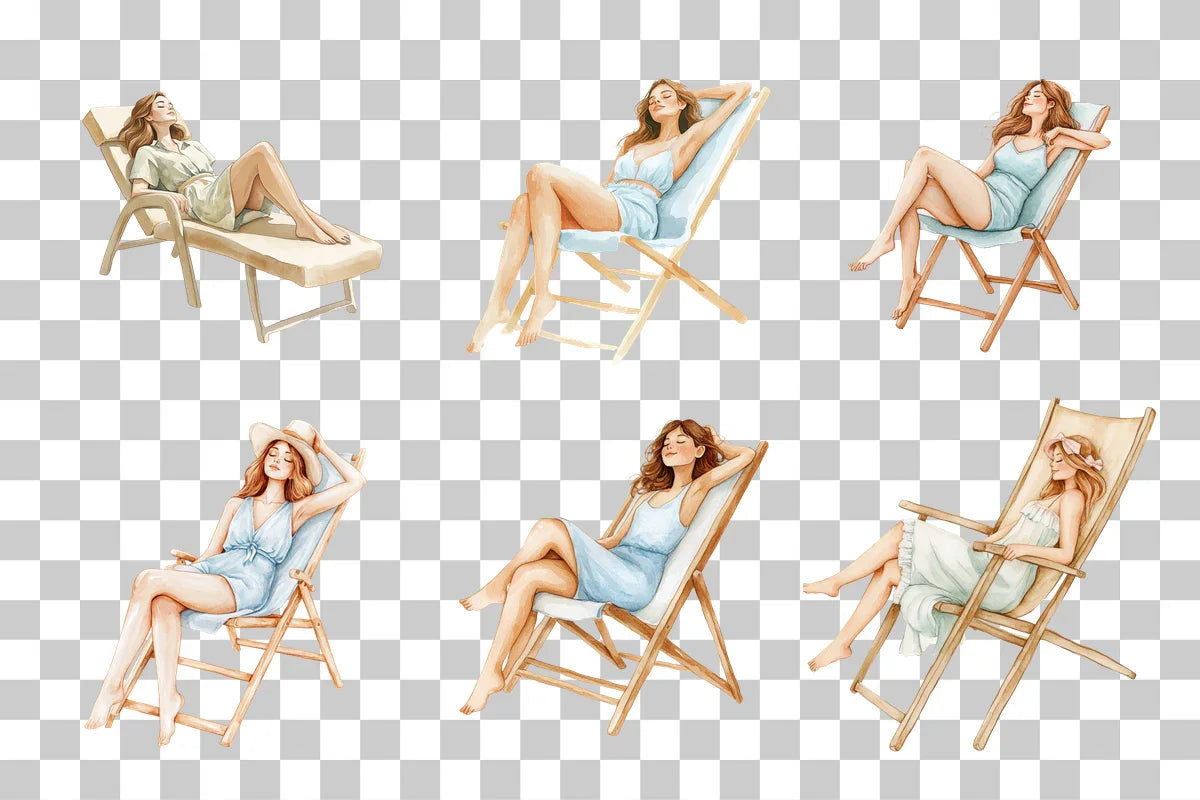 Beach Chair Relaxation Clipart Bundle - CraftNest - Digital Crafting and Art