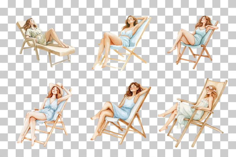 Beach Chair Relaxation Clipart Bundle - CraftNest - Digital Crafting and Art
