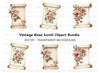 Vintage Rose Scroll Clipart Bundle