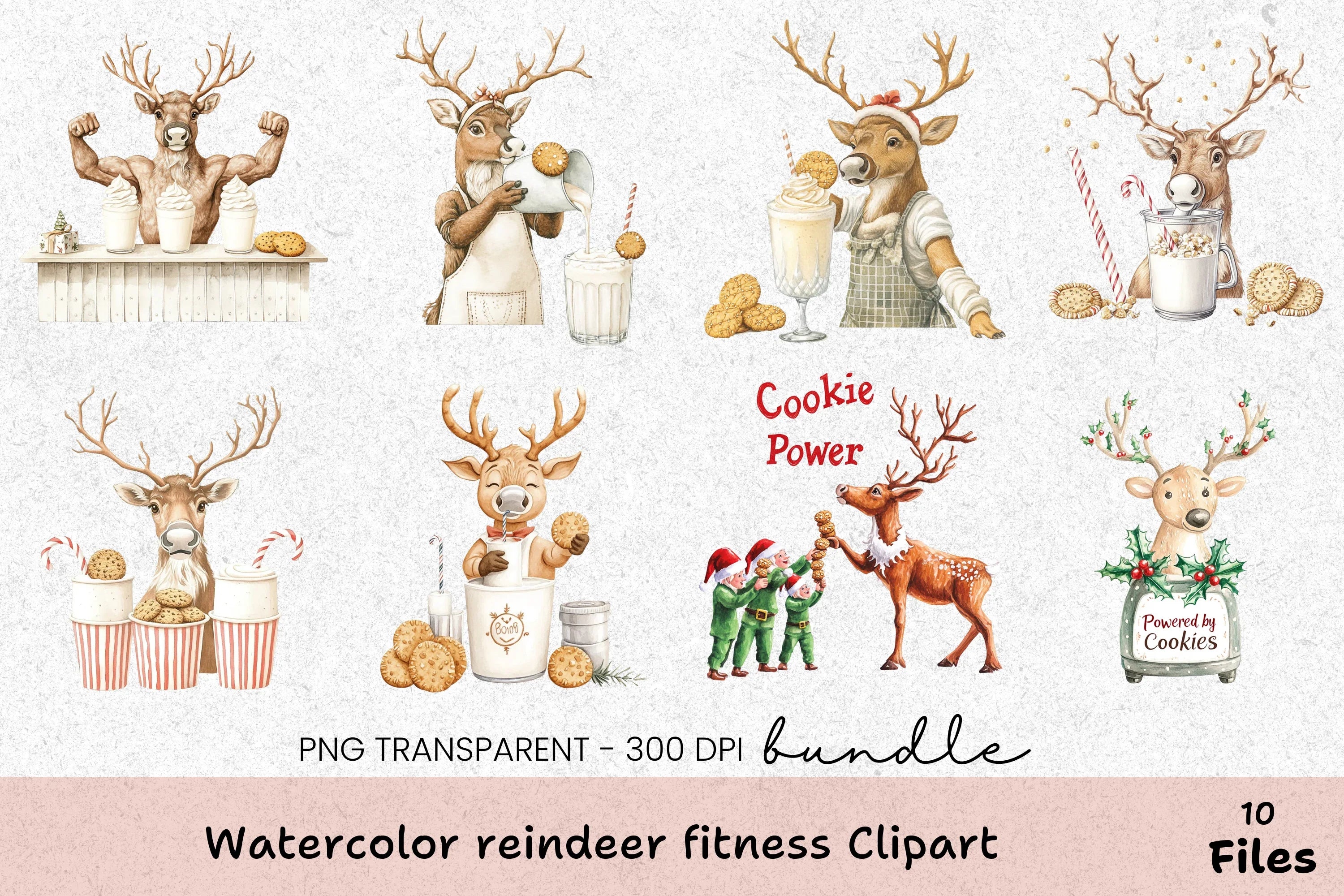 Reindeer Fitness Clipart Bundle - CraftNest - Digital Crafting and Art